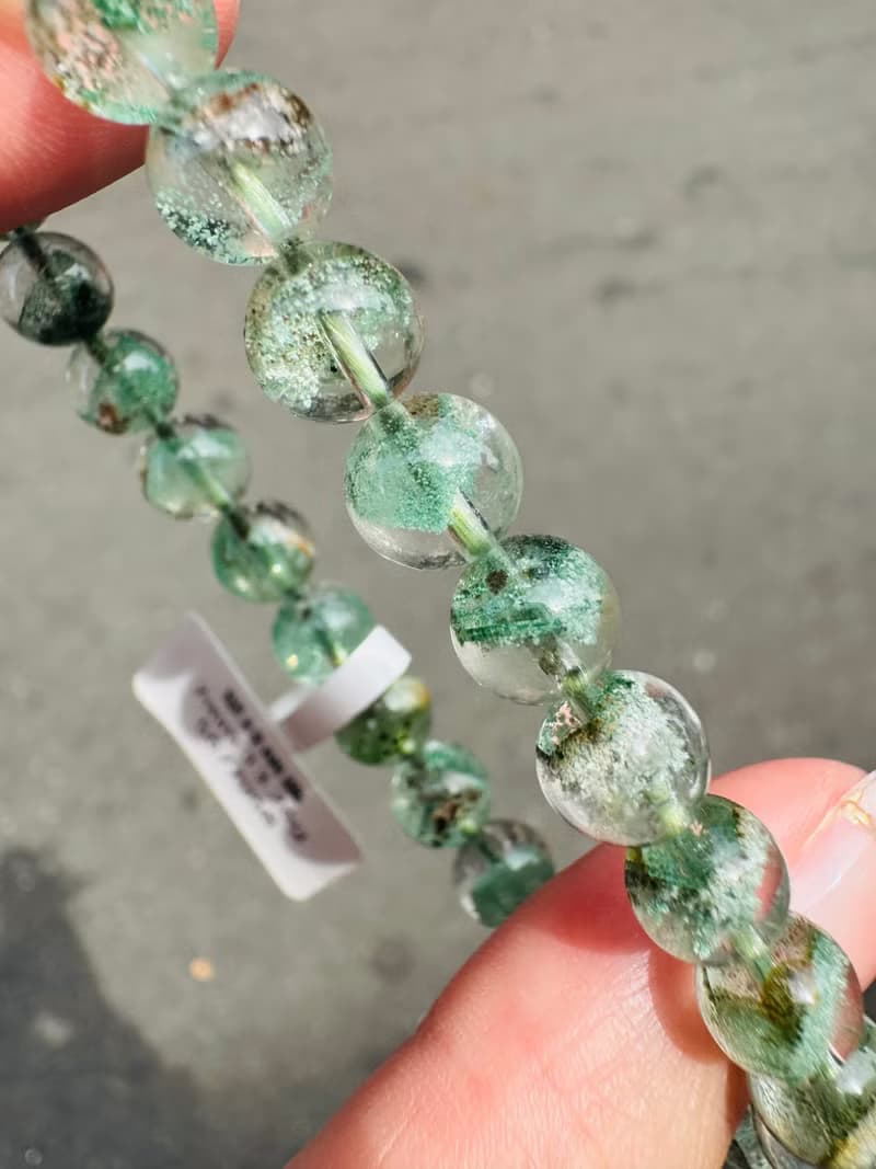 稀有精品級天然鮮綠翠綠幽靈7mm13.26g正財事業貴人緣生意緣