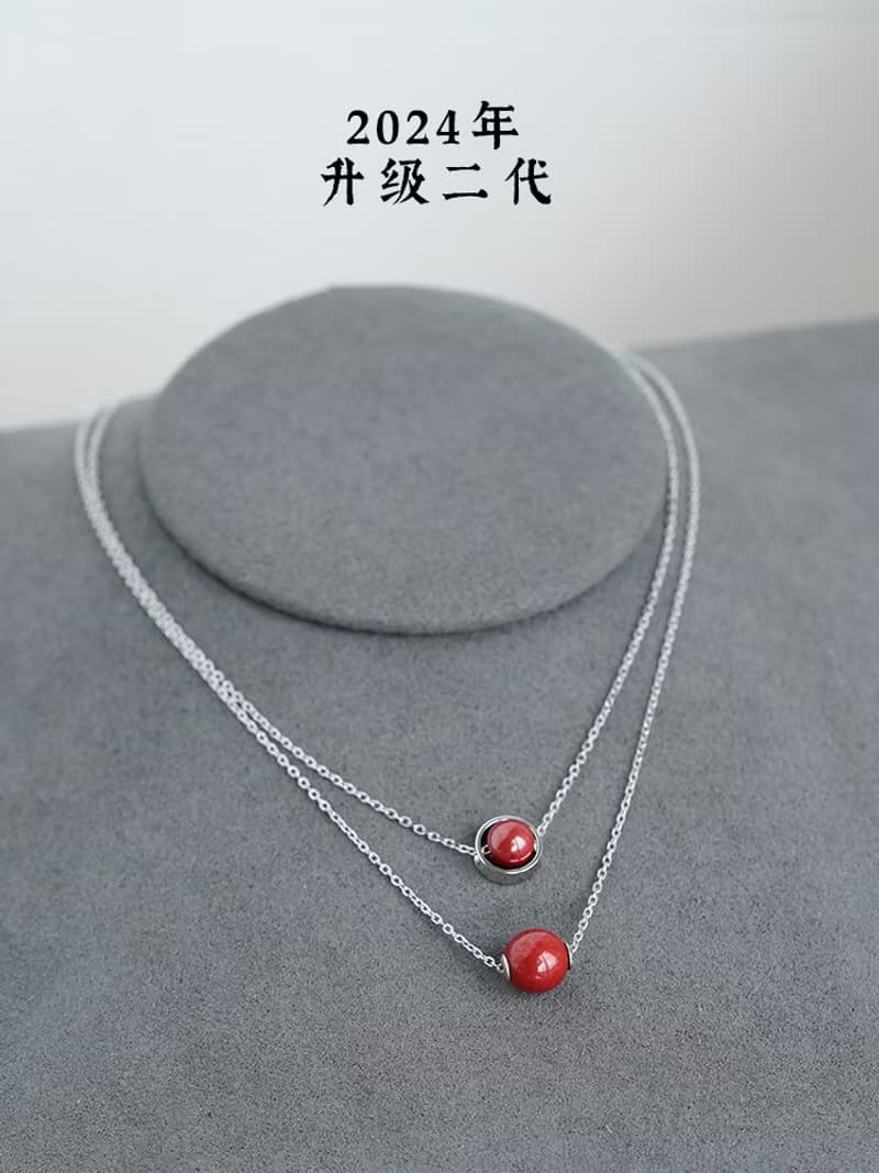 時來運轉硃砂項鏈 925銀帝王硃砂女小眾鎖骨鏈氣質款