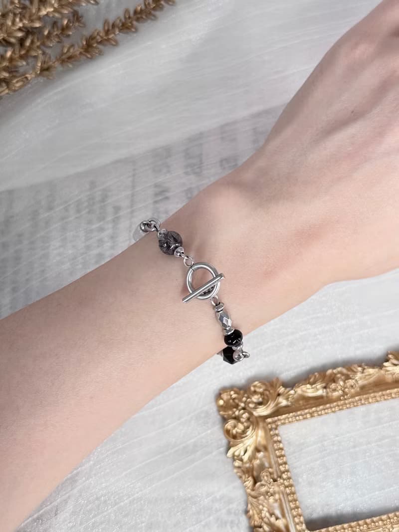 星空畫布水晶手鍊 - 醫療鋼/白水晶/金運石/黑髮晶/黑瑪瑙