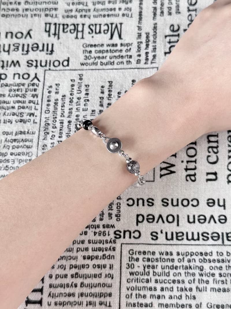 星空畫布水晶手鍊 - 醫療鋼/白水晶/金運石/黑髮晶/黑瑪瑙