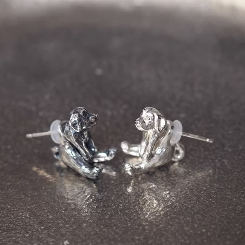 ラブラドールSilver犬ピアス 片耳 黒ラブ 白ラブ