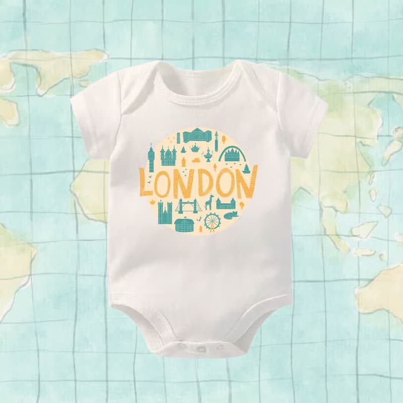 LONDON倫敦剪影 包屁衣-短袖