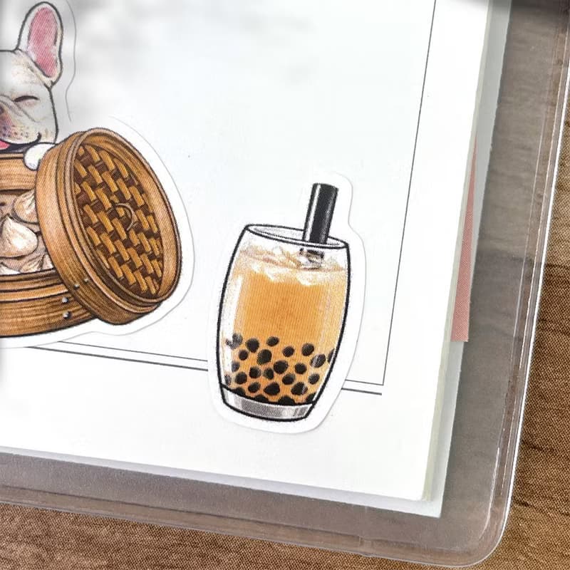 狗狗插畫圖鑑貼紙_狗狗與台灣美食/防水圖鑑貼紙/現貨/台灣製造