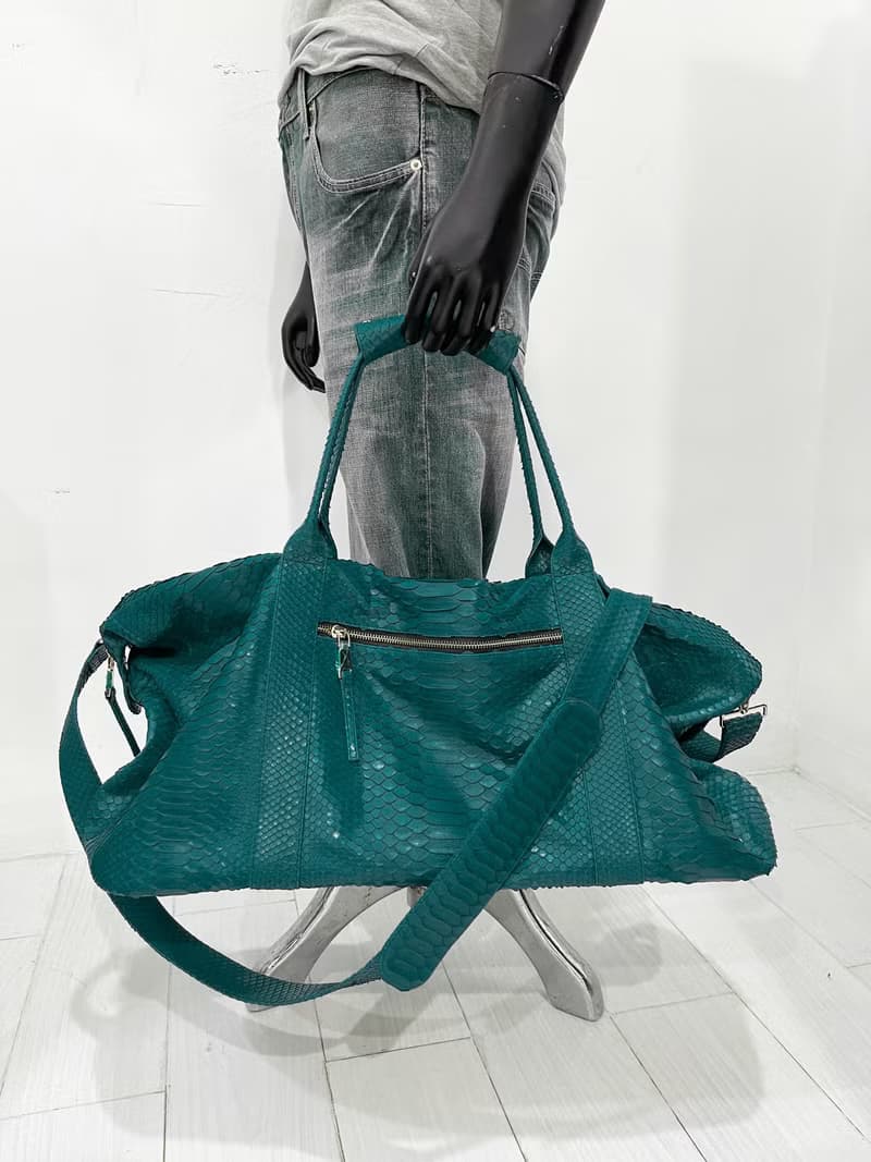 Snakeskin Weekender Duffle Bag Leather Weekender Bag Snakeskin Travel Bag