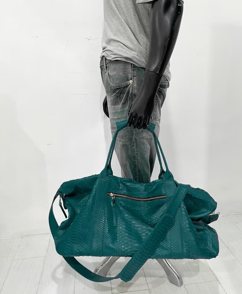Snakeskin Weekender Duffle Bag Leather Weekender Bag Snakeskin Travel Bag