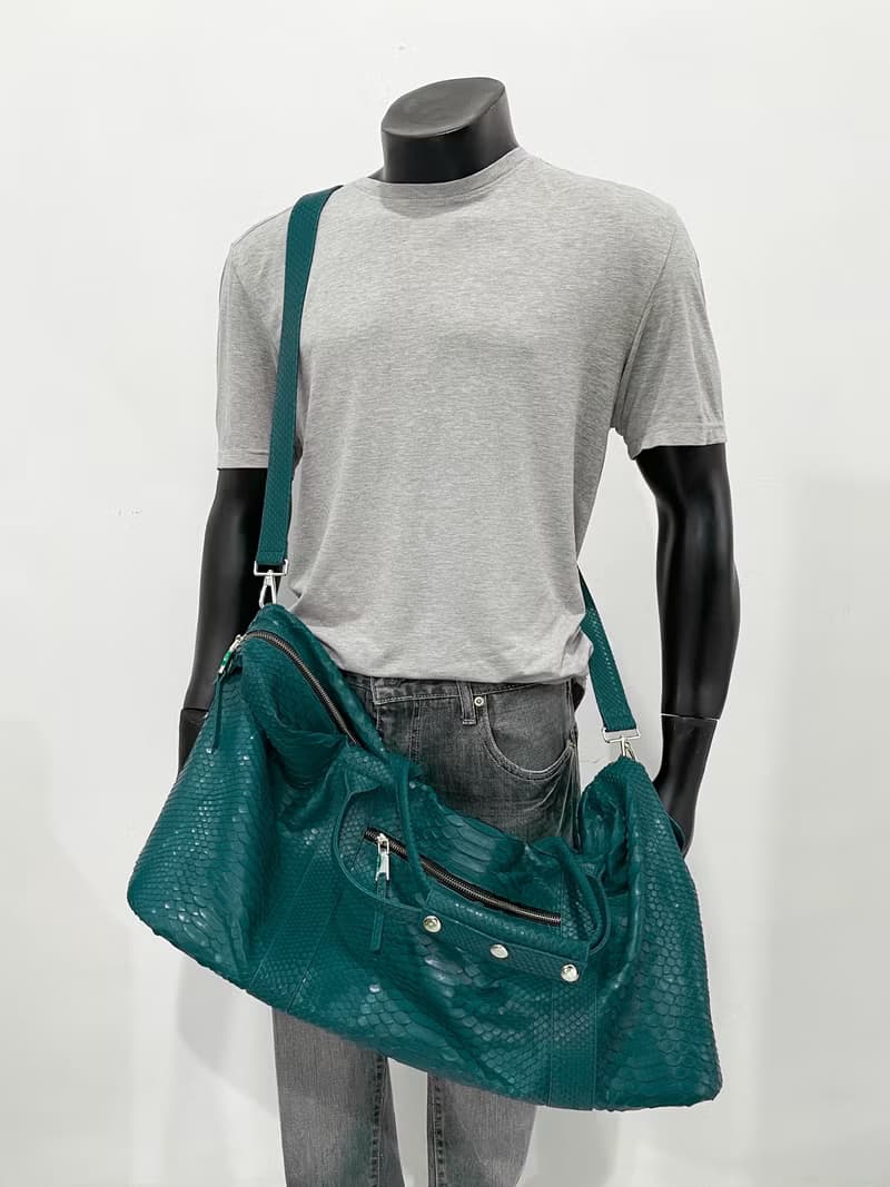 Snakeskin Weekender Duffle Bag Leather Weekender Bag Snakeskin Travel Bag