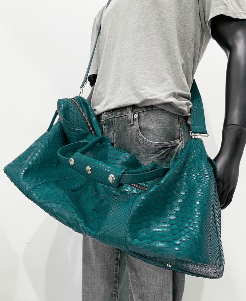 Snakeskin Weekender Duffle Bag Leather Weekender Bag Snakeskin Travel Bag