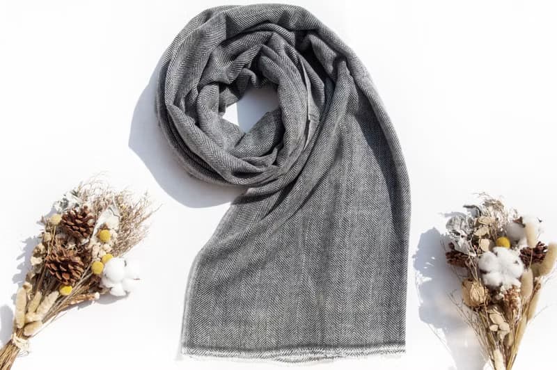 喀什米爾Cashmere 針織圍巾 純羊毛圍巾 手織圍巾 編織圍巾-條紋
