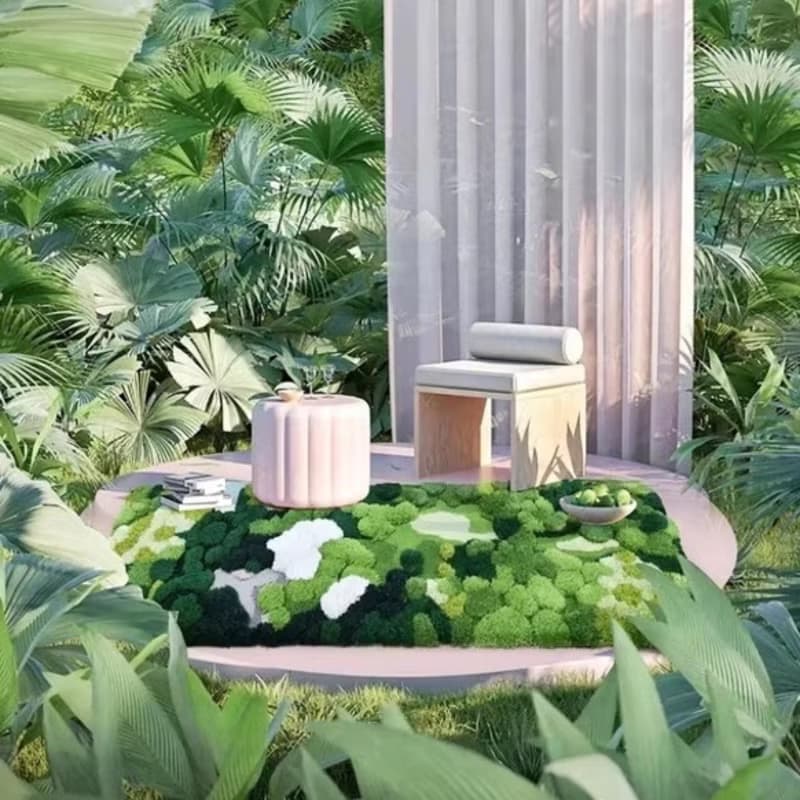 北歐風 手作 紐西蘭羊毛地毯 綠色森林 客廳臥室 床邊墊 家居裝飾