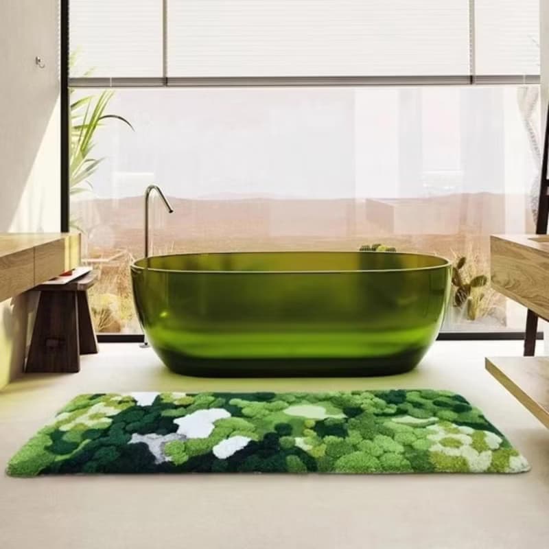 北歐風 手作 紐西蘭羊毛地毯 綠色森林 客廳臥室 床邊墊 家居裝飾