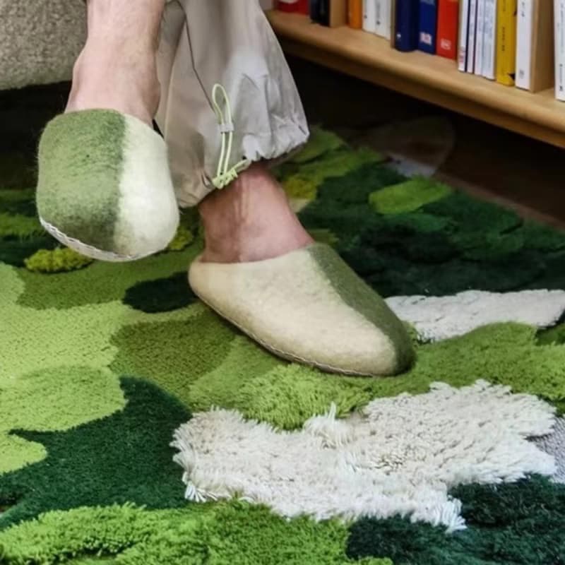 北歐風 手作 紐西蘭羊毛地毯 綠色森林 客廳臥室 床邊墊 家居裝飾