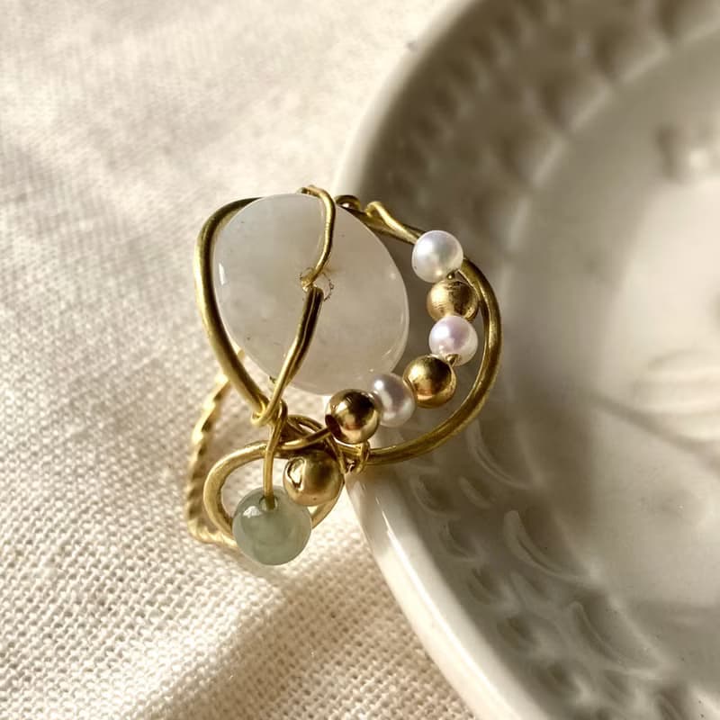 老林雜貨 | 玉石珍珠設計戒指