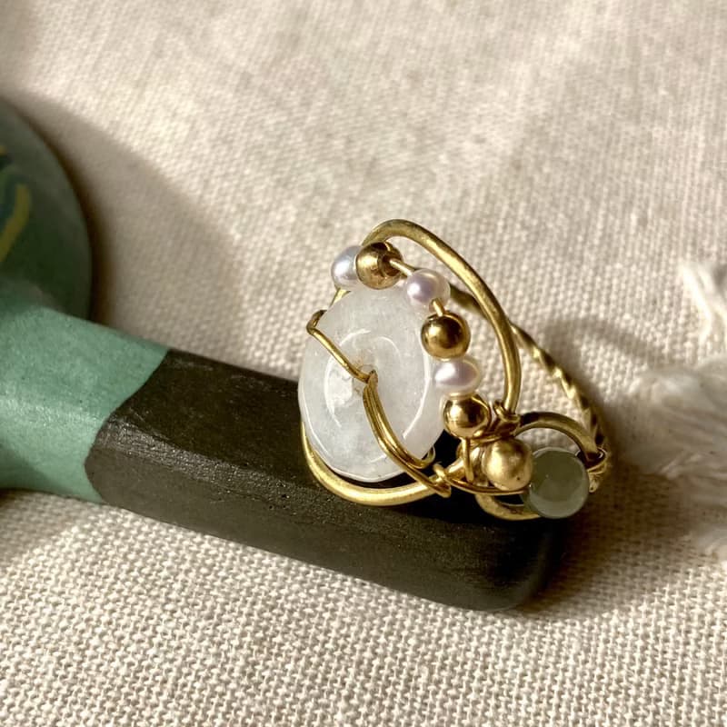 老林雜貨 | 玉石珍珠設計戒指