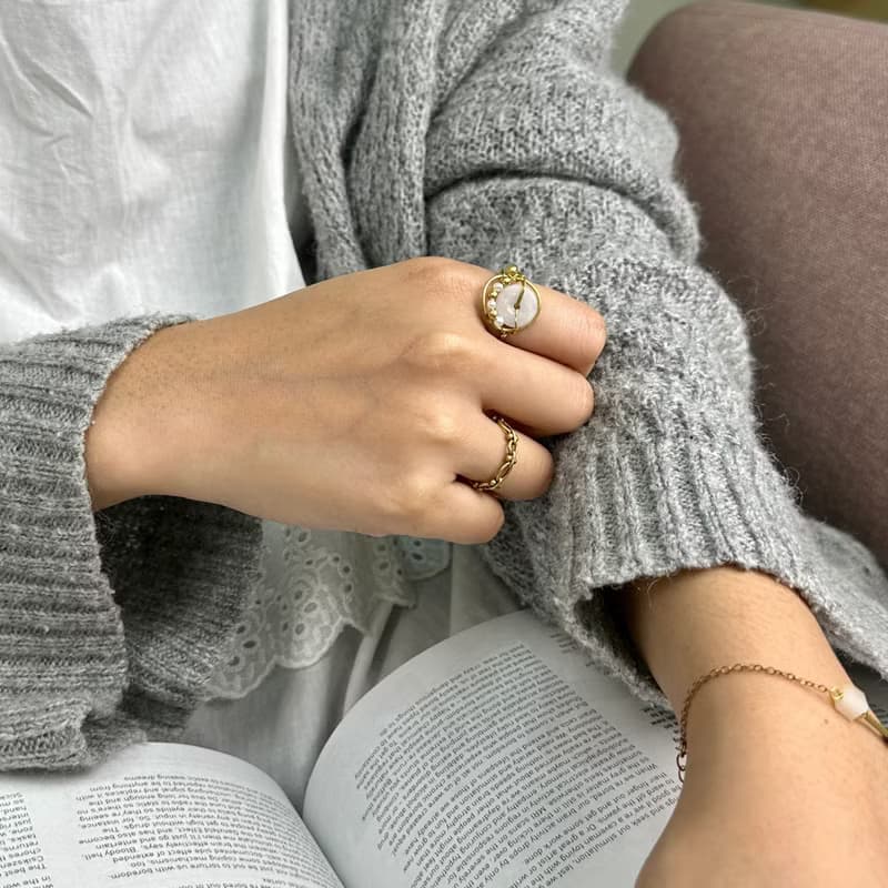 老林雜貨 | 玉石珍珠設計戒指