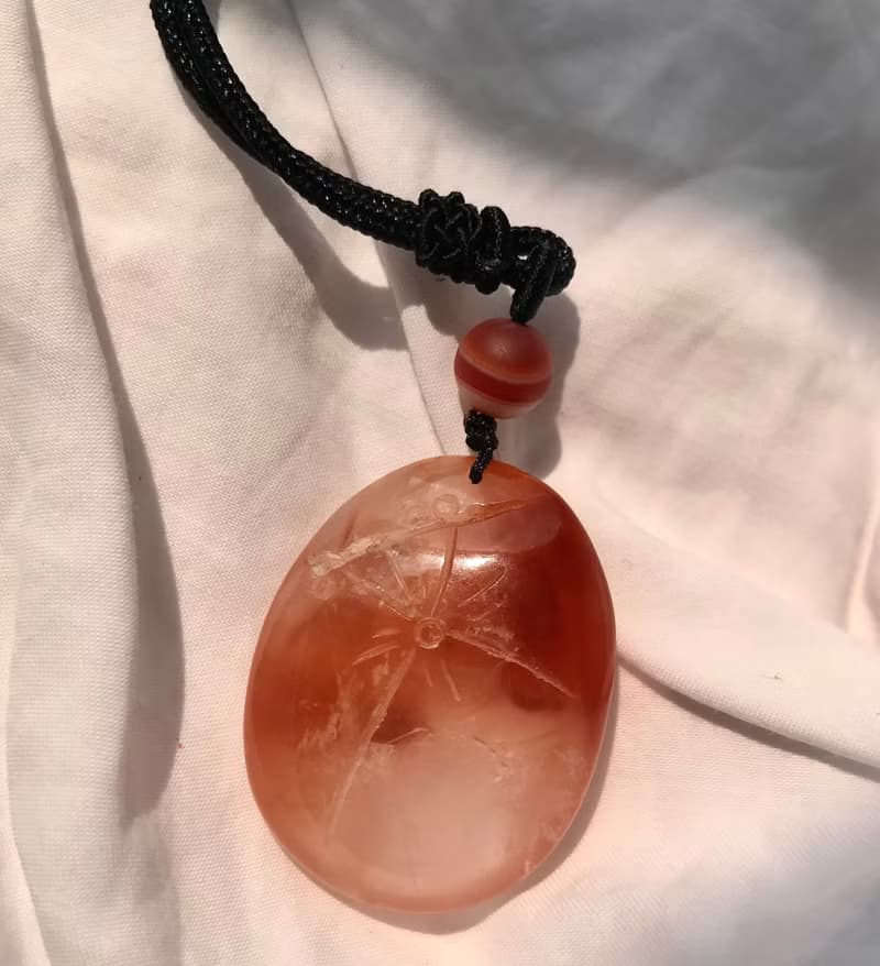 巴西紅兔毛 彩虹 水晶 金魚 人工雕刻 項鍊 吊咀 吊墮 水晶 擺設