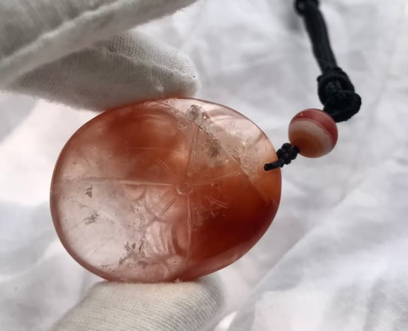 巴西紅兔毛 彩虹 水晶 金魚 人工雕刻 項鍊 吊咀 吊墮 水晶 擺設