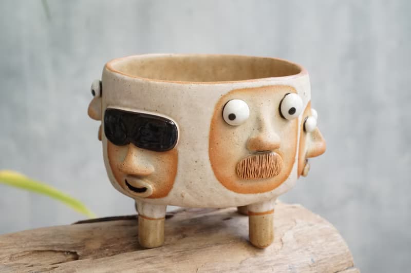 Funny Succulent planter set with faces.