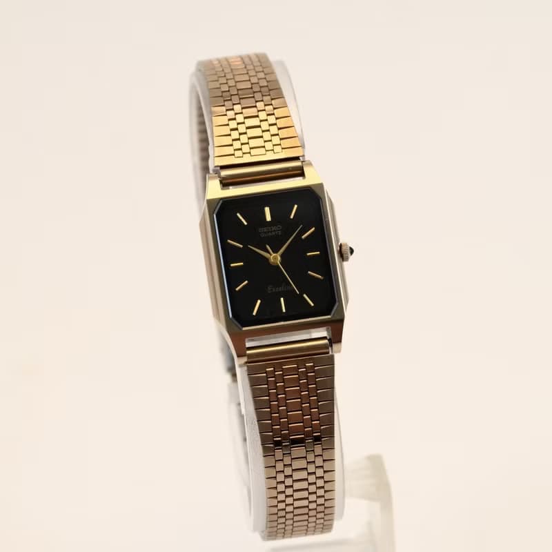 SEIKO EXCELINE 女性用腕時計 QUARTZ 19.5mm Tank Shape NSAG Case Ref.1221-5020 手錶 古董錶
