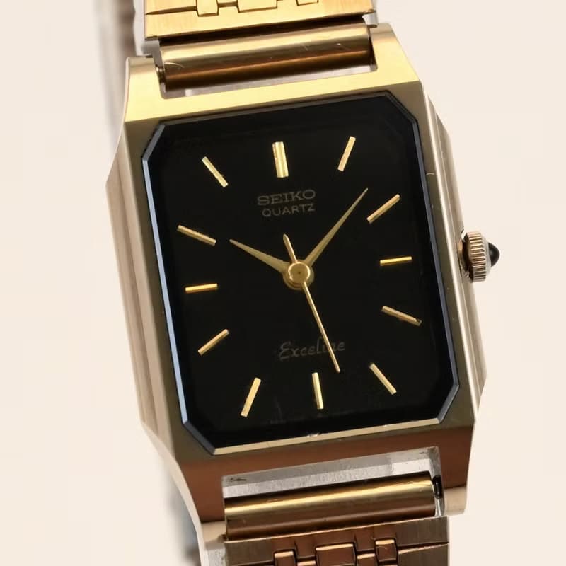 SEIKO EXCELINE 女性用腕時計 QUARTZ 19.5mm Tank Shape NSAG Case Ref.1221-5020 手錶 古董錶