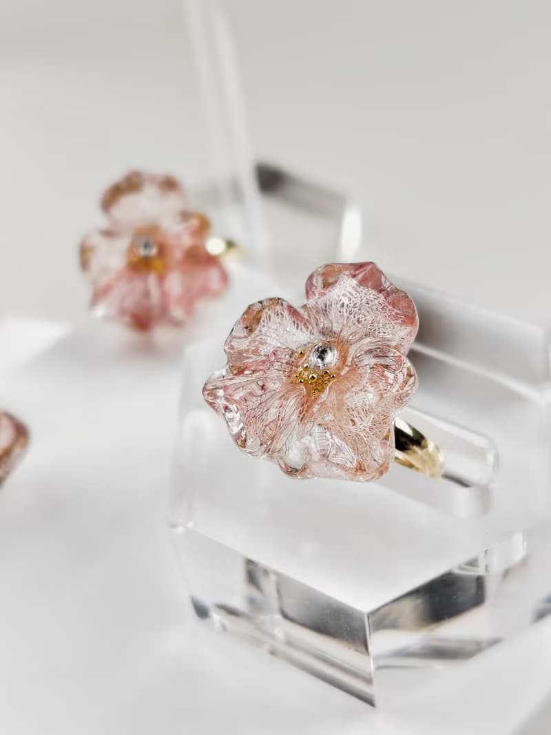 #RA108 余霞春光 漸變粉紅色 繡球花 戒指開口戒