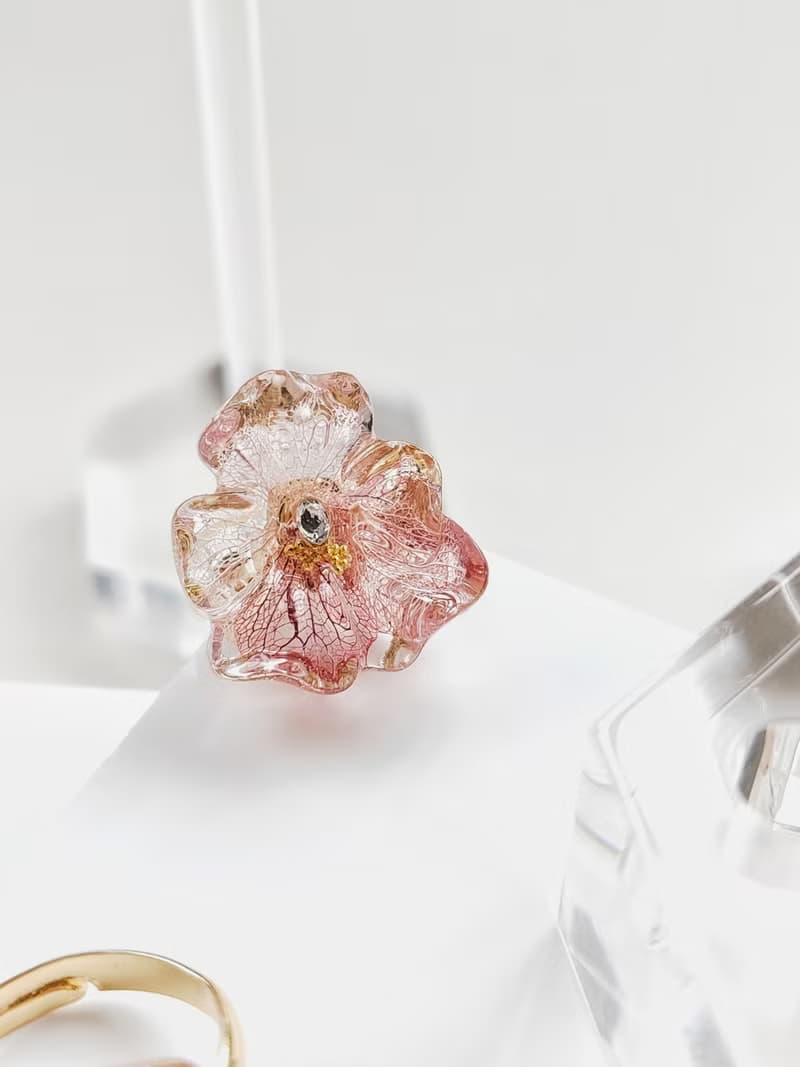 #RA108 余霞春光 漸變粉紅色 繡球花 戒指開口戒