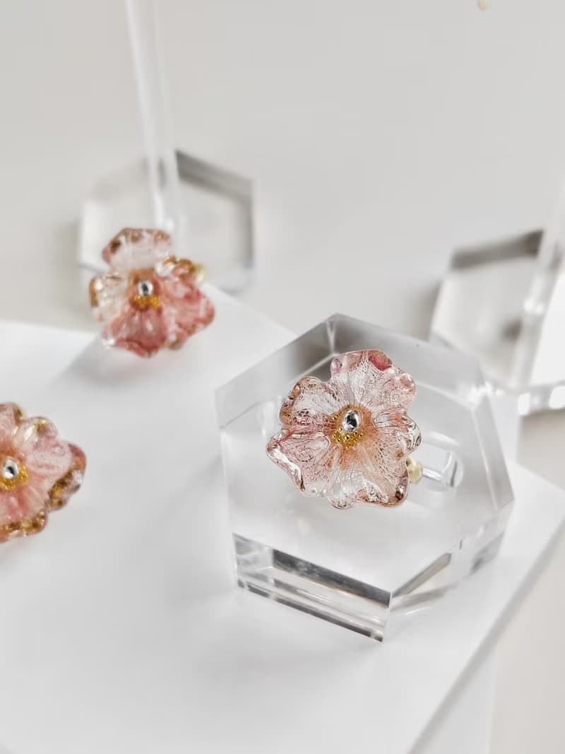 #RA108 余霞春光 漸變粉紅色 繡球花 戒指開口戒