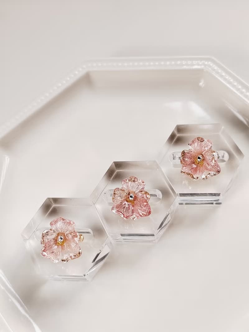 #RA108 余霞春光 漸變粉紅色 繡球花 戒指開口戒