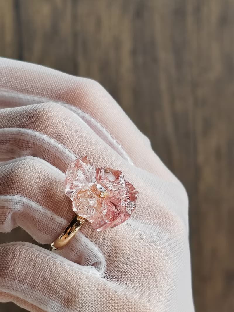 #RA108 余霞春光 漸變粉紅色 繡球花 戒指開口戒