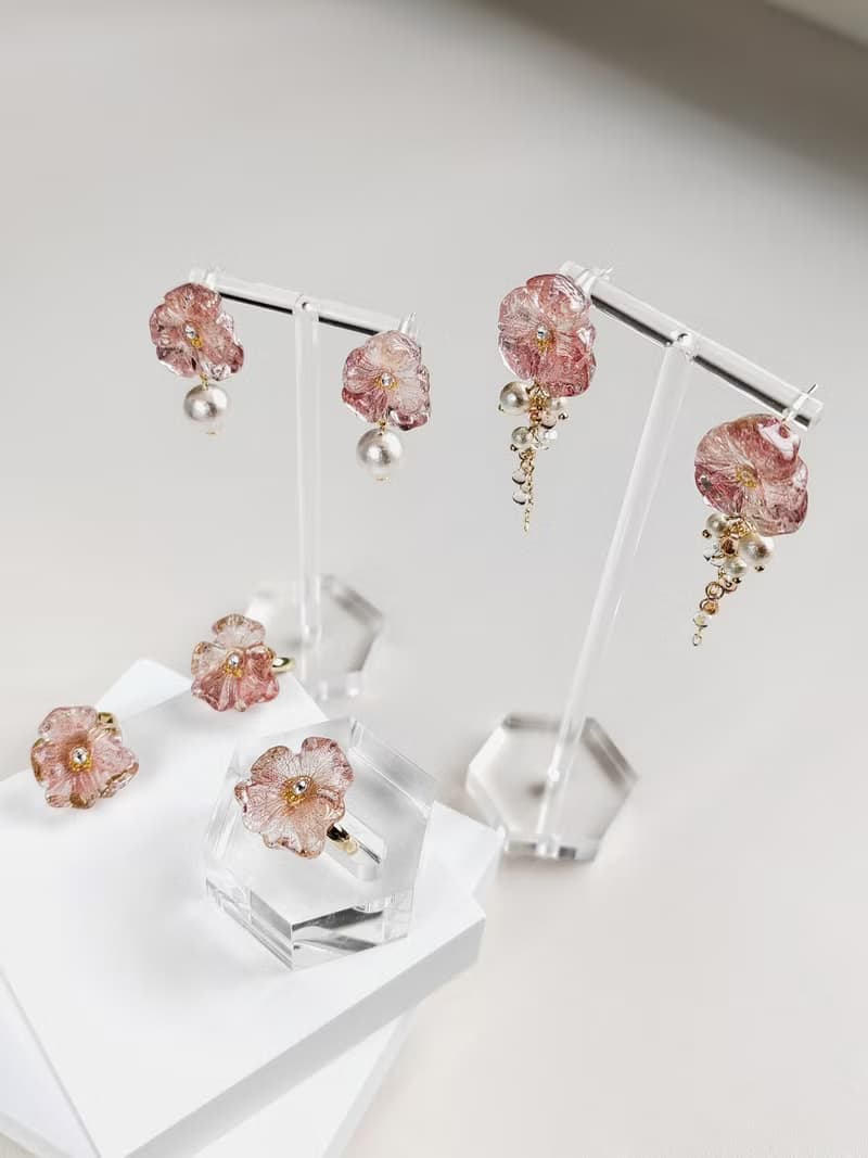 #RA108 余霞春光 漸變粉紅色 繡球花 戒指開口戒