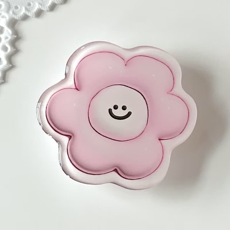 Pink smile flower grip smartphone acrylic smart tok