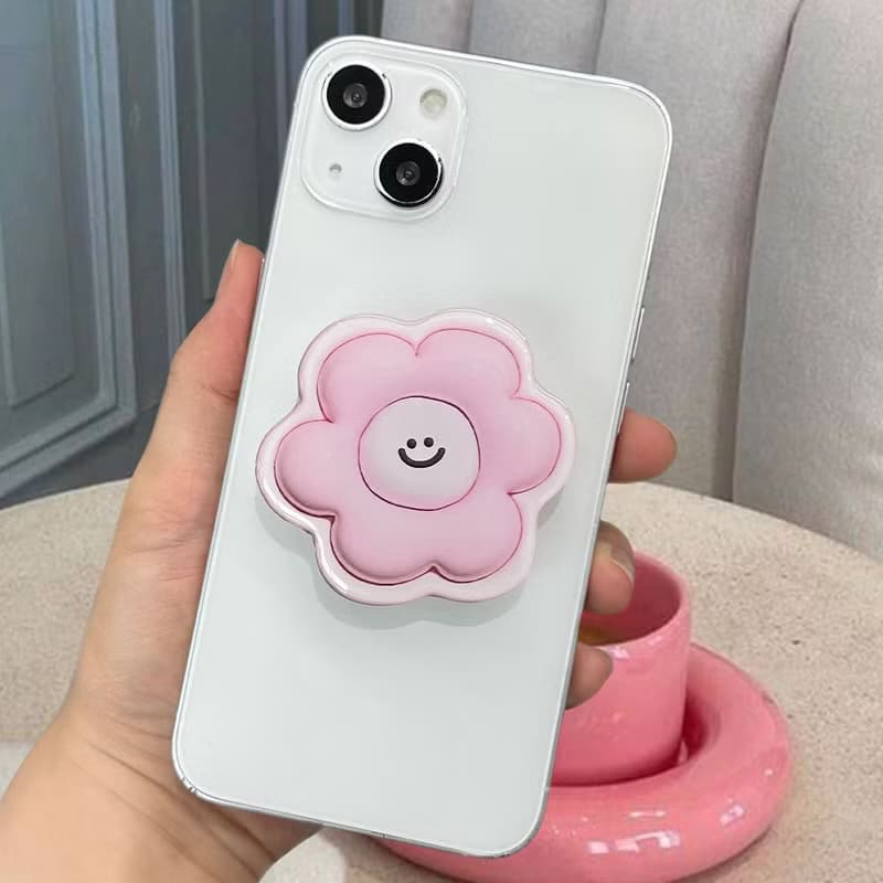Pink smile flower grip smartphone acrylic smart tok