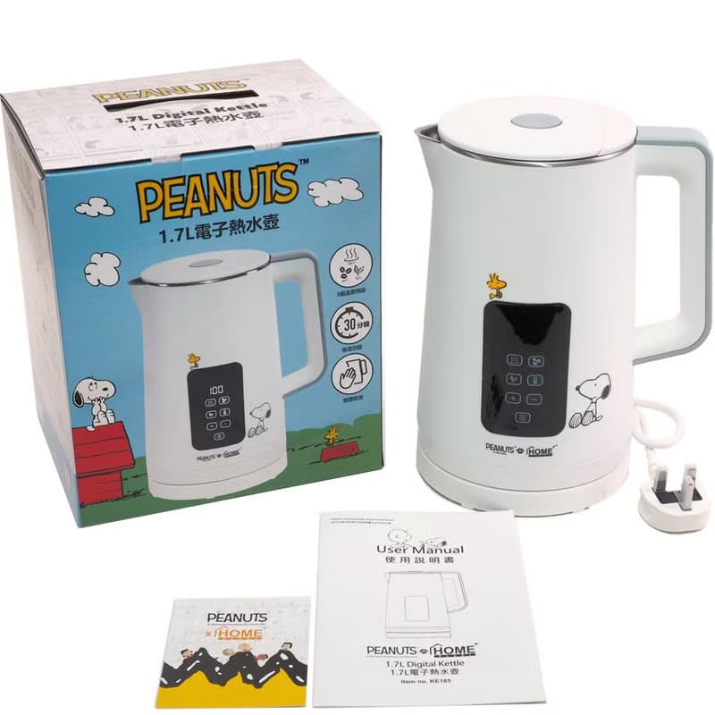 PEANUTS X HOMEPLUS 1.7L雙層防燙觸屏電子熱水壺 - KE185-SN