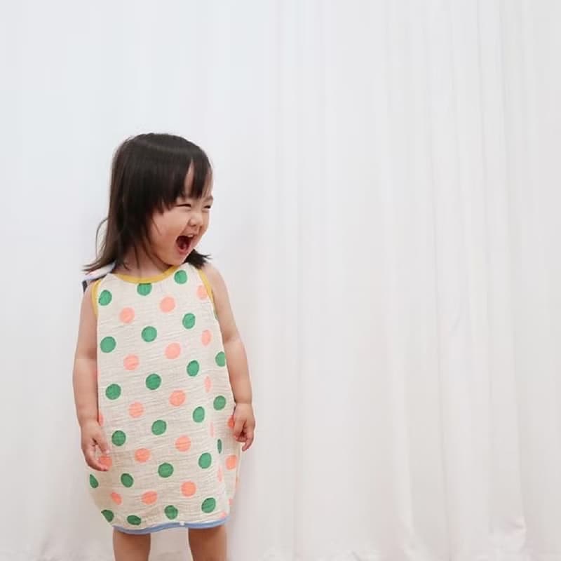 韓國全棉夏季透氣舒適圓點螢光色睡袋