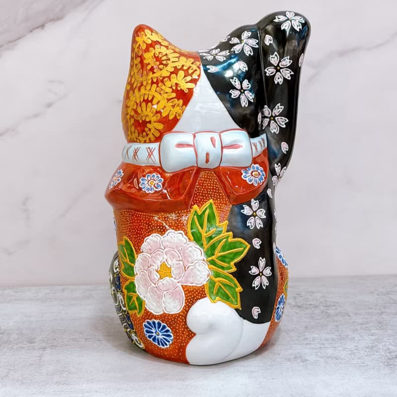 【赤華盈門】日本九谷燒招財貓 | 紅赤華盛