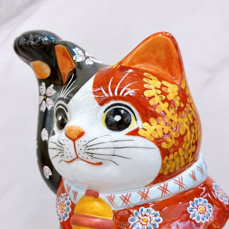 【赤華盈門】日本九谷燒招財貓 | 紅赤華盛