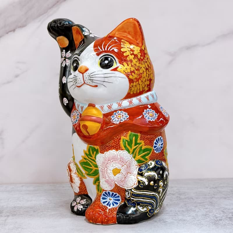 【赤華盈門】日本九谷燒招財貓 | 紅赤華盛