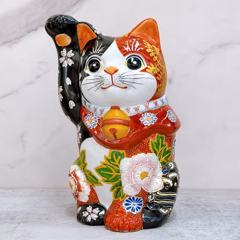 【赤華盈門】日本九谷燒招財貓 | 紅赤華盛