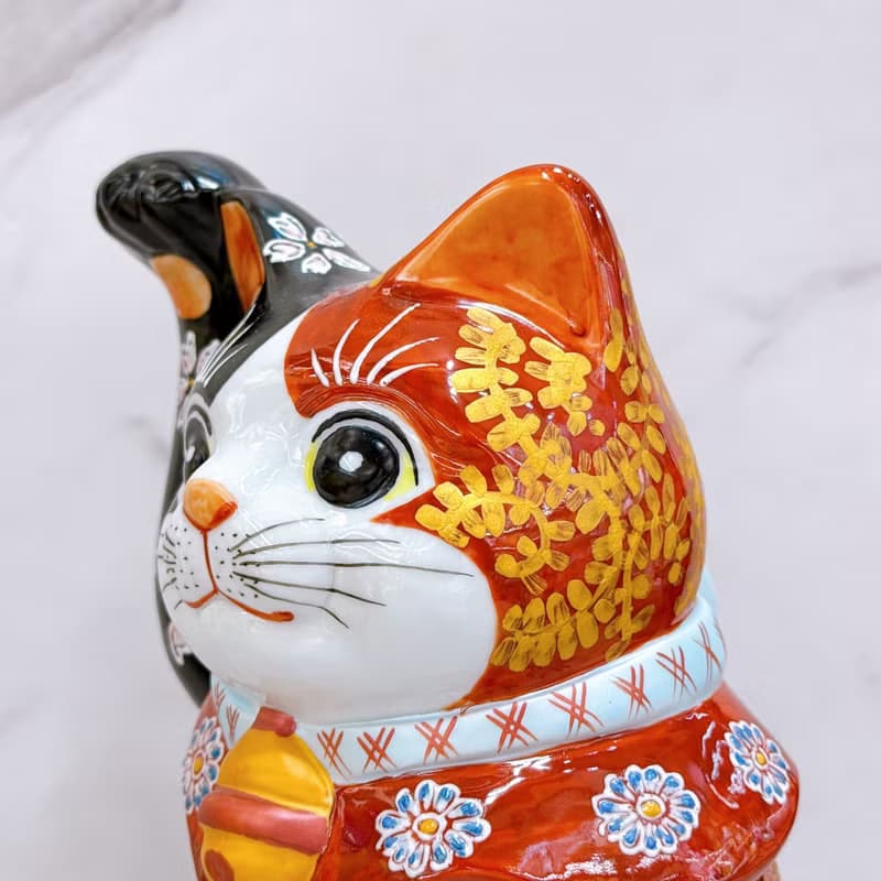 【赤華盈門】日本九谷燒招財貓 | 紅赤華盛