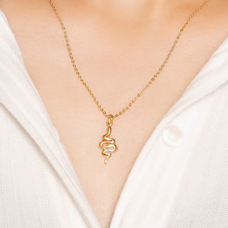 Snake Necklace 生肖蛇 動物造型項鍊 純銀鍍18K金 新年 送禮推薦
