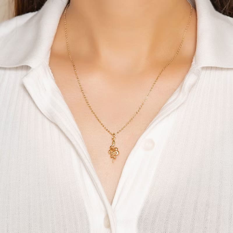 Snake Necklace 生肖蛇 動物造型項鍊 純銀鍍18K金 新年 送禮推薦
