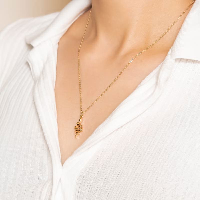 Snake Necklace 生肖蛇 動物造型項鍊 純銀鍍18K金 新年 送禮推薦