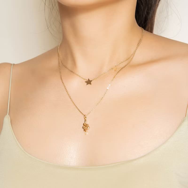 Snake Necklace 生肖蛇 動物造型項鍊 純銀鍍18K金 新年 送禮推薦