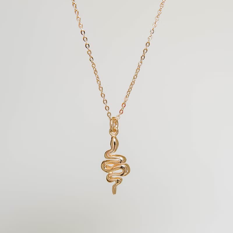 Snake Necklace 生肖蛇 動物造型項鍊 純銀鍍18K金 新年 送禮推薦