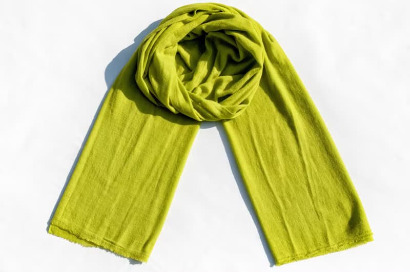 喀什米爾Cashmere/羊絨圍巾/純羊毛圍巾披巾/戒指絨披肩-蘋果綠色