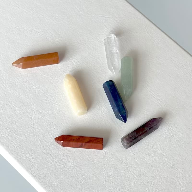 【水晶滾石】七脈輪六角柱 辦公室家中療癒 裝置擺飾 能量思想情