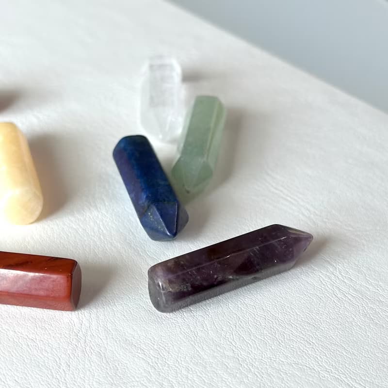 【水晶滾石】七脈輪六角柱 辦公室家中療癒 裝置擺飾 能量思想情