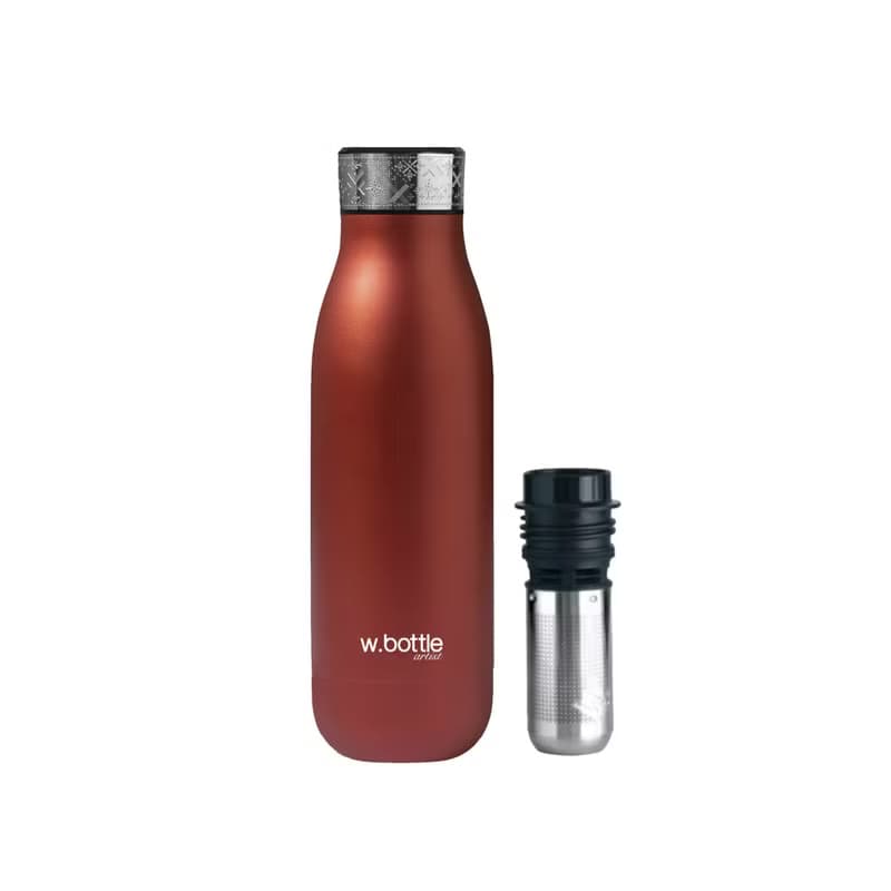 01LIV不銹鋼雙層保溫杯 500ml節日系列紅色 真空保溫瓶泡茶杯茶濾