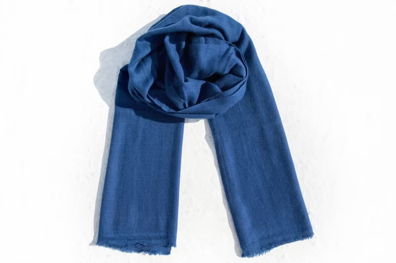 手織圍巾 喀什米爾Cashmere/羊絨圍巾/純羊毛圍巾披巾/戒指絨披肩 聖誕節禮物 交換禮物 母親節 父親節-魔幻藍色