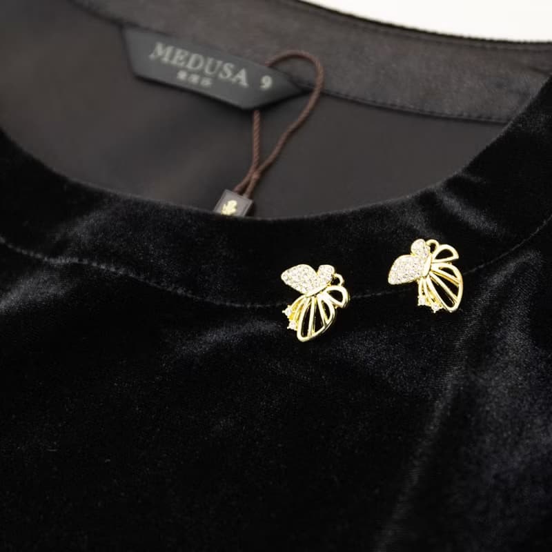 【MEDUSA】高雅天鵝絨短袖裙擺上衣(M-XL) | 女上衣 小禮服上衣