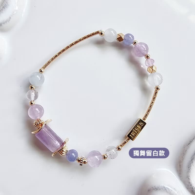 醉入藍花楹 | 丹泉石 紫水晶 天然水晶手鍊 彈性鍊 可改磁扣延長